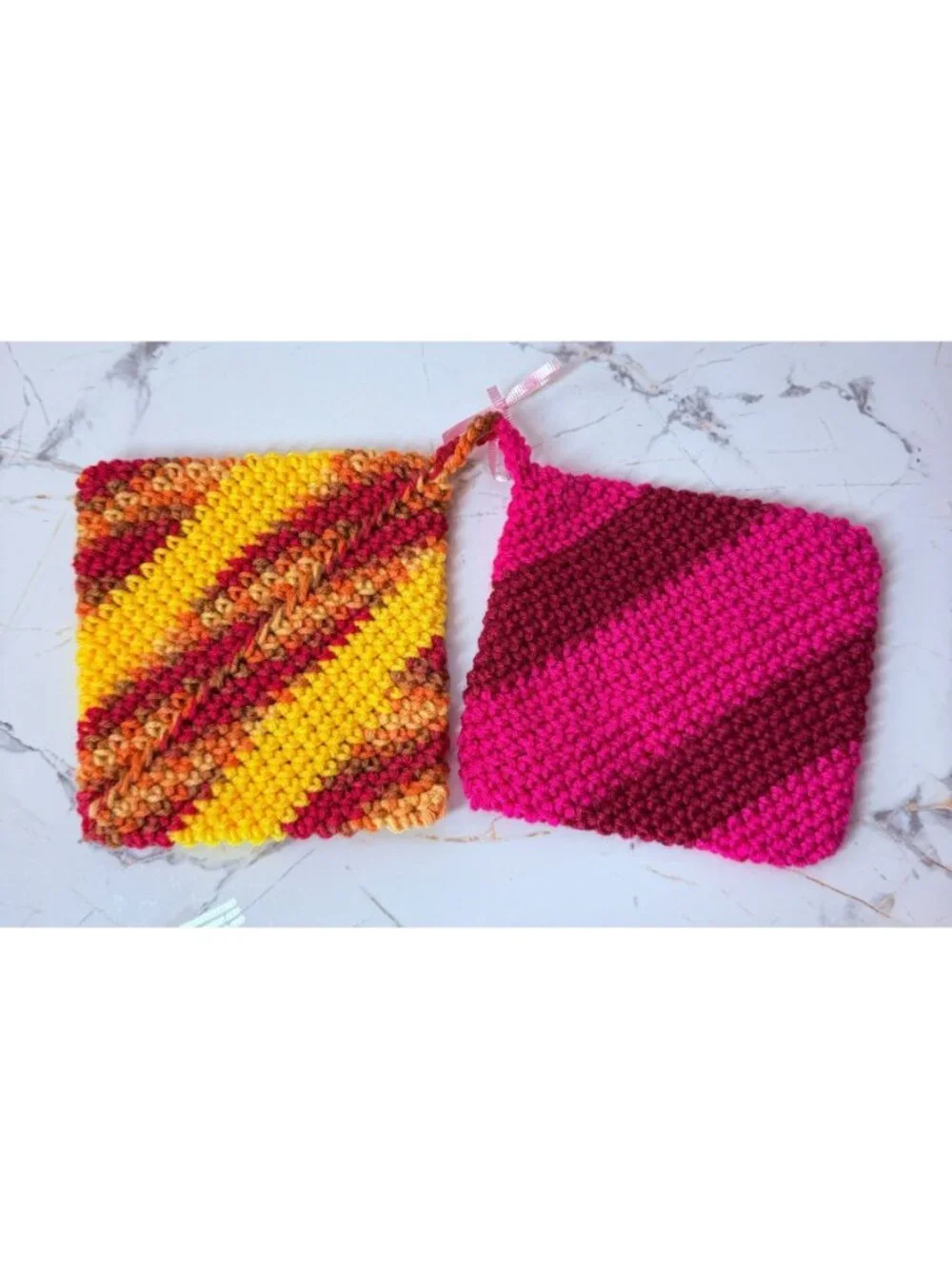 Handmade Crochet Thick Potholders / Hot Pads Set of 2